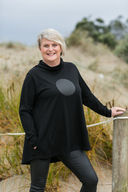Turtle Neck Top with Back Pleat
